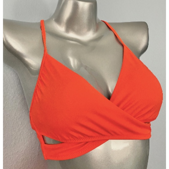 PINK Victorias Secret Swim Suit Set Orange Wrap Top & High Waist Bikini Bottom S - Picture 3 of 8